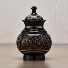 Load image into Gallery viewer, Black Brass Medium Pet Funeral Cremation Urn for Ashes 40 Cubic Inches
