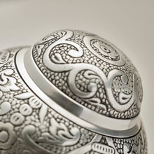 Load image into Gallery viewer, Silver Embossed Extra-Small Cremation Urn 45 Cubic Inches
