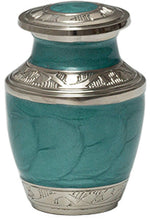 Load image into Gallery viewer, Small/Keepsake 3 Cubic Inches Mother of Pearl Aqua Miniature Cremation Urn for Ashes
