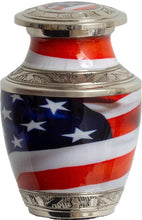 Load image into Gallery viewer, Small/Keepsake 2.5 Cubic Inches Stars &amp; Stripes Miniature Cremation Urn for Ashes
