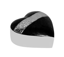 Load image into Gallery viewer, Small/Keepsake 3 Cubic Inches Mother of Pearl Black Silver Heart Cremation Urn for Ashes
