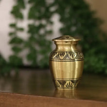 Load image into Gallery viewer, New, Solid Brass Eterna Bronze Keepsake Funeral Cremation Urn, 5 Cubic Inches
