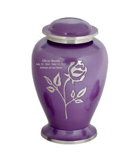 Load image into Gallery viewer, Large/Adult 200 Cubic Inches Flora Purple Pearl Rose Brass Funeral Cremation Urn
