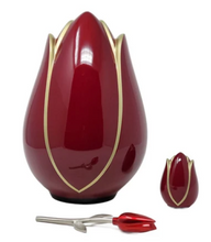 Load image into Gallery viewer, Small/Keepsake 4 Cubic Inches Red Tulip Fiberglass Funeral Cremation Urn
