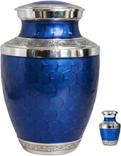 Load image into Gallery viewer, At Peace Memorials Cordoba Navy Blue Urn for Ashes SET
