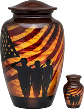 Load image into Gallery viewer, At Peace Memorials Patriotic Soldier Cremation Set Urn for Ashes
