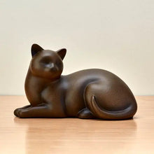 Load image into Gallery viewer, Small/Keepsake Sable Cozy Cat Resin Funeral Cremation Urn, 25 Cubic Inches
