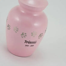 Load image into Gallery viewer, At Peace Memorials 40 Cubic Inches Extra Small Classic Paws Pearl Pink Pet Cremation Urn

