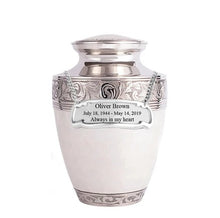 Load image into Gallery viewer, Large/Adult 200 Cubic Inches Sparta Pearl White Brass Funeral Cremation Urn
