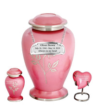 Load image into Gallery viewer, Small/Keepsake 4 Cubic Inches Flora Pink Pearl Rose Brass Funeral Cremation Urn
