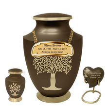 Load image into Gallery viewer, Small/Keepsake 5 Cubic Inches Heart Solace Tree Brass Funeral Cremation Urn
