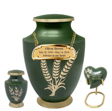 Load image into Gallery viewer, Large/Adult 200 Cubic Inches Solace Wheat Fond Brass Funeral Cremation Urn
