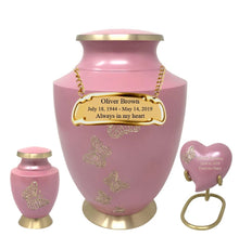 Load image into Gallery viewer, Small/Keepsake 4 Cubic Inches Solace Golden Butterfly Funeral Cremation Urn
