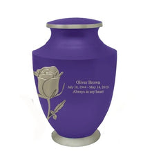 Load image into Gallery viewer, Large/Adult 200 Cubic Inches Solace Purple Eternal Rose Brass Funeral Cremation Urn
