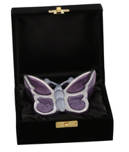 Load image into Gallery viewer, Small/Keepsake Soulful Wings Butterfly Purple 5 Cubic Inches Funeral Cremation Urn
