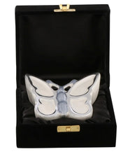 Load image into Gallery viewer, Small/Keepsake Soulful Wings Butterfly White 5 Cubic Inches Funeral Cremation Urn
