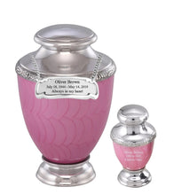 Load image into Gallery viewer, Large/Adult 200 Cubic Inches Zejtar Pink Pearl Metal Funeral Cremation Urn
