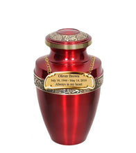 Load image into Gallery viewer, Large/Adult 200 Cubic Inches Apollo Red Brass Funeral Cremation Urn
