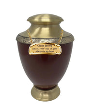 Load image into Gallery viewer, Large/Adult 200 Cubic Inches Zejtar Red Brass Funeral Cremation Urn
