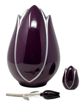 Load image into Gallery viewer, Small/Keepsake Tulip Purple Fiberglass Funeral Cremation Urn
