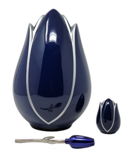 Load image into Gallery viewer, Large/Adult 200 Cubic Inches Blue Tulip Fiberglass Funeral Cremation Urn
