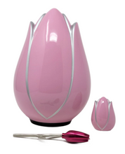 Load image into Gallery viewer, Small/Keepsake 4 Cubic Inches Pink Tulip Fiberglass Funeral Cremation Urn
