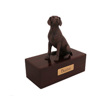 Load image into Gallery viewer, Bronze Weimaraner Pet Cremation Urn in 5 Diff Walnut Base Sizes
