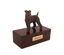 Load image into Gallery viewer, Bronze Fox Terrier Pet Cremation Urn in 5 Diff Walnut Base Sizes
