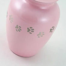 Load image into Gallery viewer, At Peace Memorials 40 Cubic Inches Extra Small Classic Paws Pearl Pink Pet Cremation Urn
