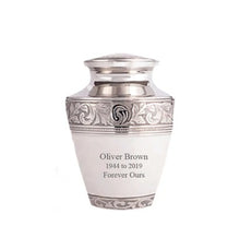 Load image into Gallery viewer, Small/Keepsake 5 Cubic Inches Heart Sparta Pearl White Brass Funeral Cremation Urn
