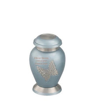 Load image into Gallery viewer, Large/Adult 200 Cubic Inches Flora Blue Butterfly Brass Funeral Cremation Urn
