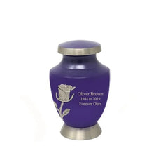 Load image into Gallery viewer, Large/Adult 200 Cubic Inches Solace Purple Eternal Rose Brass Funeral Cremation Urn
