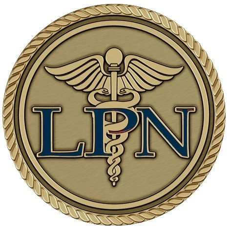 LPN Dark Blue Letters Medallion for Box Cremation Urn/Flag Case - 2 In ...