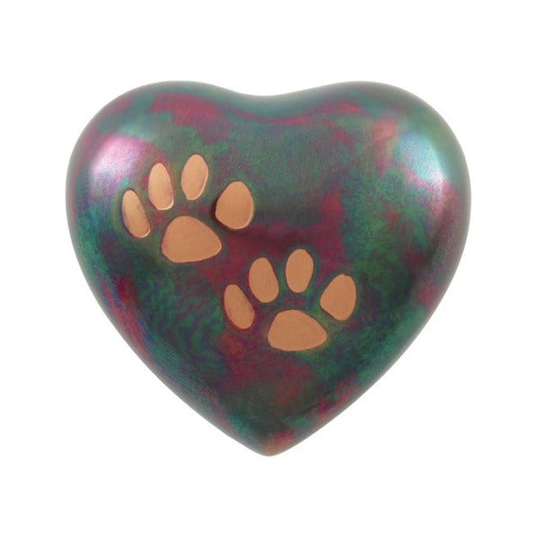 Small/Keepsake Copper Brass Quest Heart Cremation Urn, 3 cubic inches