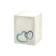 Load image into Gallery viewer, Monumental Memorials Hearts Blue White, Medium Urn
