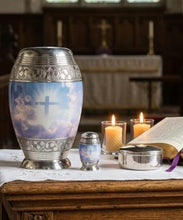 Load image into Gallery viewer, At Peace Memorials Nirvana Sky Cross Set Urn for Ashes
