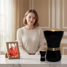 Load image into Gallery viewer, At Peace Memorials Canopic/Blessing Black Urn for Ashes SET
