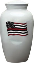 Load image into Gallery viewer, At Peace Memorials Firefighter White Adult Urn for Ashes
