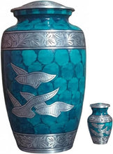 Load image into Gallery viewer, At Peace Memorials Dove Teal  Urn for Ashes SET
