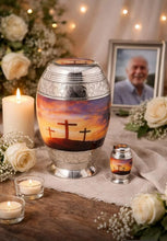 Load image into Gallery viewer, At Peace Memorials Nirvana Sunset Cross Set Urn for Ashes
