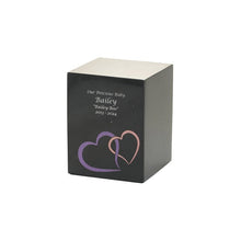 Load image into Gallery viewer, Monumental Memorials Hearts Pink Black, Extra Small Urn
