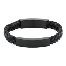 Load image into Gallery viewer, At Peace Memorials Onyx/Black Braided Leather Bracelet
