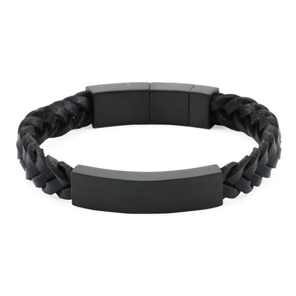 At Peace Memorials Onyx/Black Braided Leather Bracelet