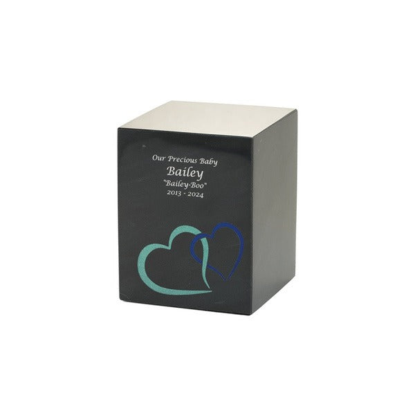 Monumental Memorials Hearts Blue Black, Small Urn