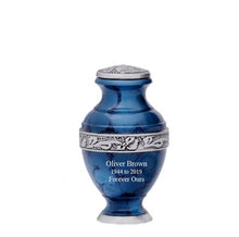 Load image into Gallery viewer, Small/Keepsake 4 Cubic Inches Serene Midnight Iris Brass Funeral Cremation Urn
