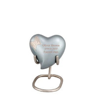 Load image into Gallery viewer, Small/Keepsake 5 Cubic Inches Heart Flora Blue Butterfly Brass Funeral Cremation Urn
