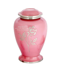 Load image into Gallery viewer, Large/Adult 200 Cubic Inches Flora Pink Pearl Rose Brass Funeral Cremation Urn
