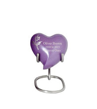 Load image into Gallery viewer, Large/Adult 200 Cubic Inches Flora Purple Pearl Rose Brass Funeral Cremation Urn
