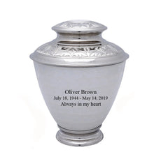 Load image into Gallery viewer, Large/Adult 200 Cubic Inches Elegance Pearl White Brass Funeral Cremation Urn
