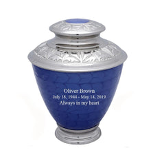 Load image into Gallery viewer, Large/Adult 200 Cubic Inches Elegance Pearl Blue Funeral Cremation Urn
